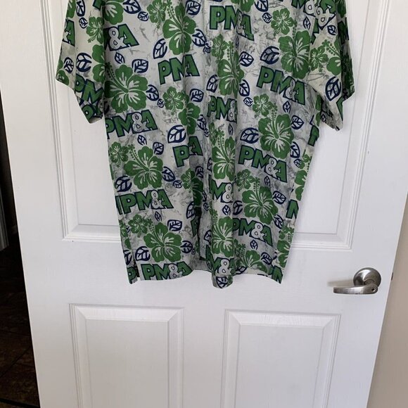 Wet Dog PM&A Men’s Large Camp Shirt Hawaiian Floral Green Blue Gray - Picture 3 of 12